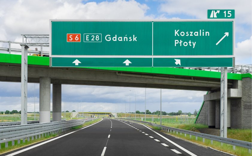 Dynamisch portaal verkeersbord Polen
