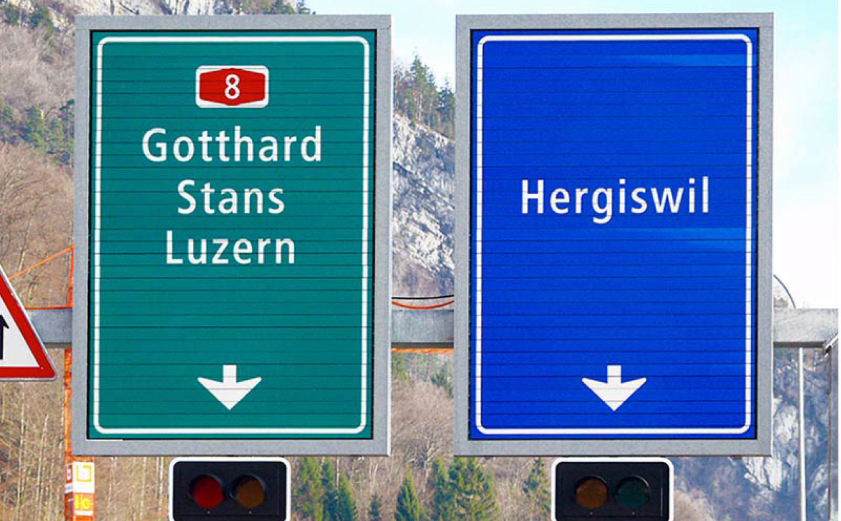 Prismatisch variabel informatiebord Zwitserland